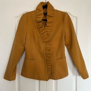 Spense Size Medium Ruffled Mustard Jacket with satin lining